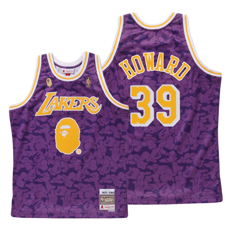 Men's Los Angeles Lakers Dwight Howard #39 NBA BAPE X Mitchell Hardwood Classics Purple Basketball Jersey DEA5883KA